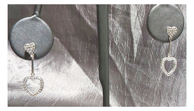 Arete plata 925 largos, Corazones